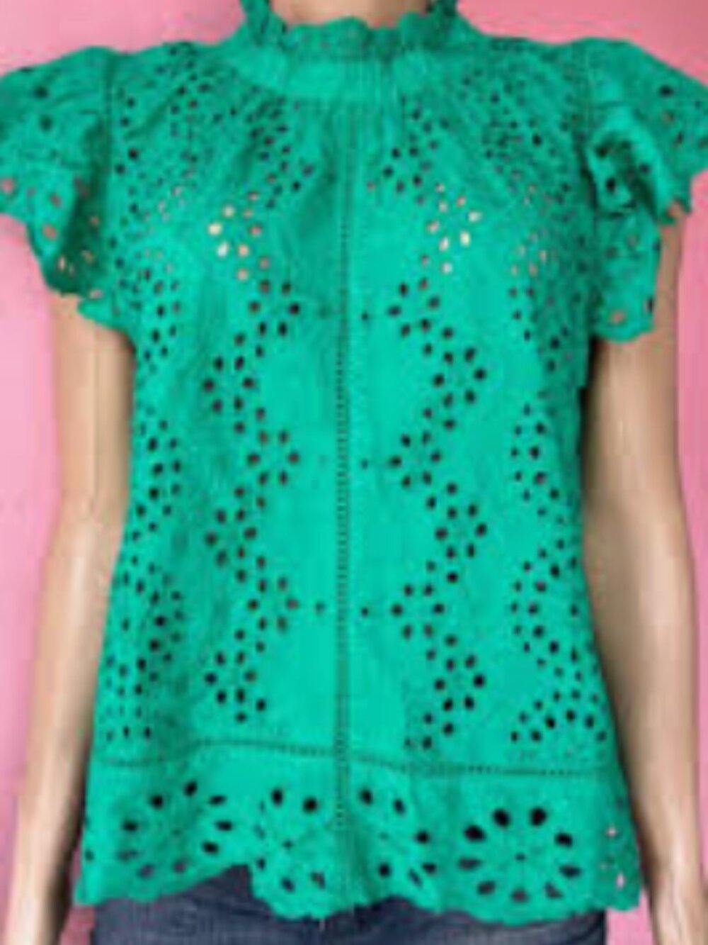 NWT Jennifer & Grace Eyelet Ruffle Top
